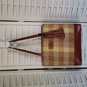 Patricia Nash toscano tote with tassel woven with leather tote new bag